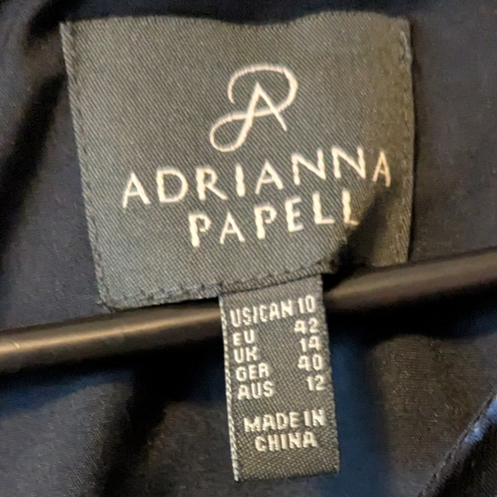 Adrianna Papell Pleated Sleeveless Striped Dress - Navy Blue White Sz.10 - Picture 10 of 13